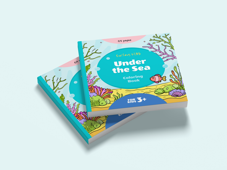 The cover of a children’s ‘Under the Sea Coloring Book’ by Curious Kids.